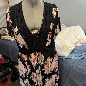 Torrid Floral Lace-up Babydoll Dress